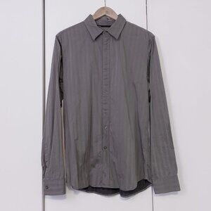 GUESS Men's Striped Button Down Shirt, Grey, Size Large